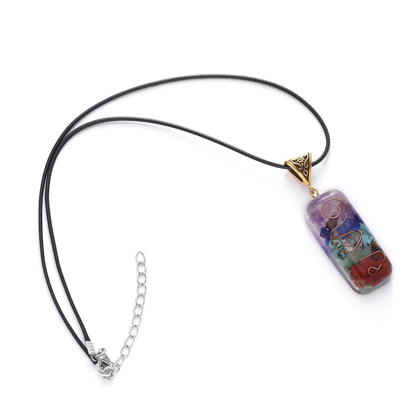 Reiki Healing Energy Crystal Pendant Natural Stone for Yoga Meditation Spiritual 7 Chakra Jewelry Neckalce Amulet Orgonite